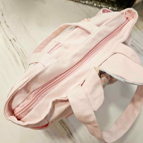 New Hello Kitty Kitty With Rabbit Ear Canvas Pink Lunch Tote - Picture 6 of 9